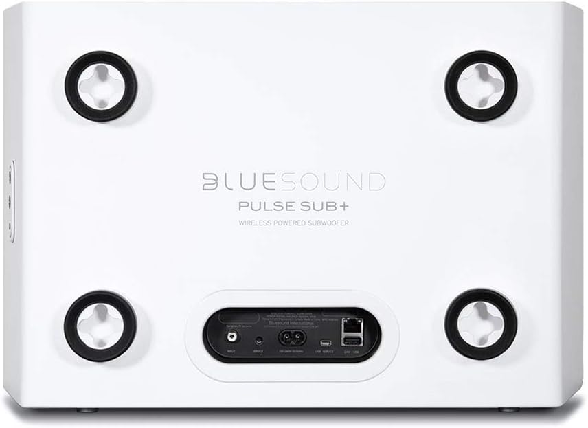 Bluesound Pulse Sub+ wireless powered subwoofer on a white background