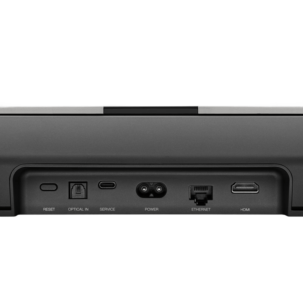 Back view of a electronic device with ports on a white background