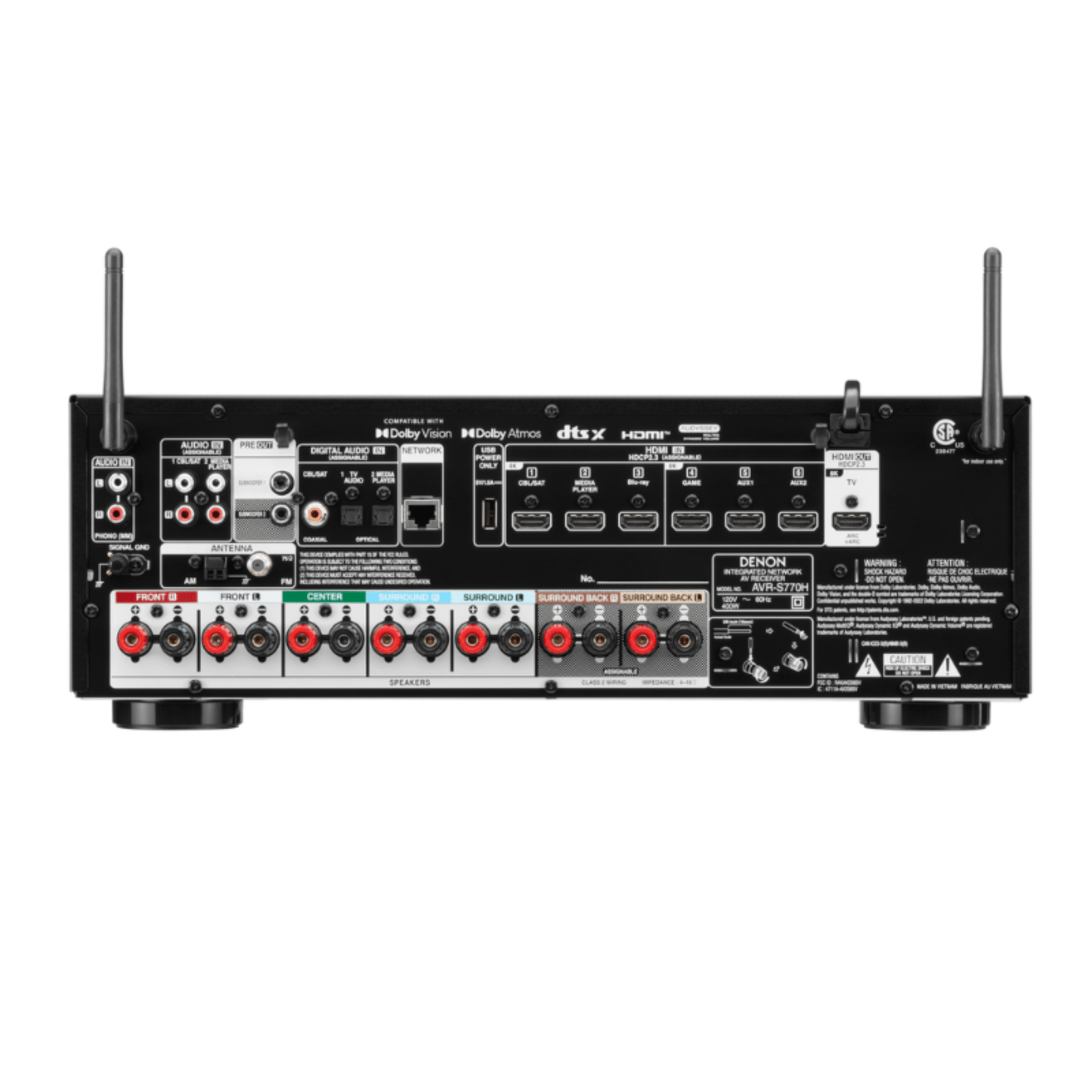 denon avrx770 receiver back view
