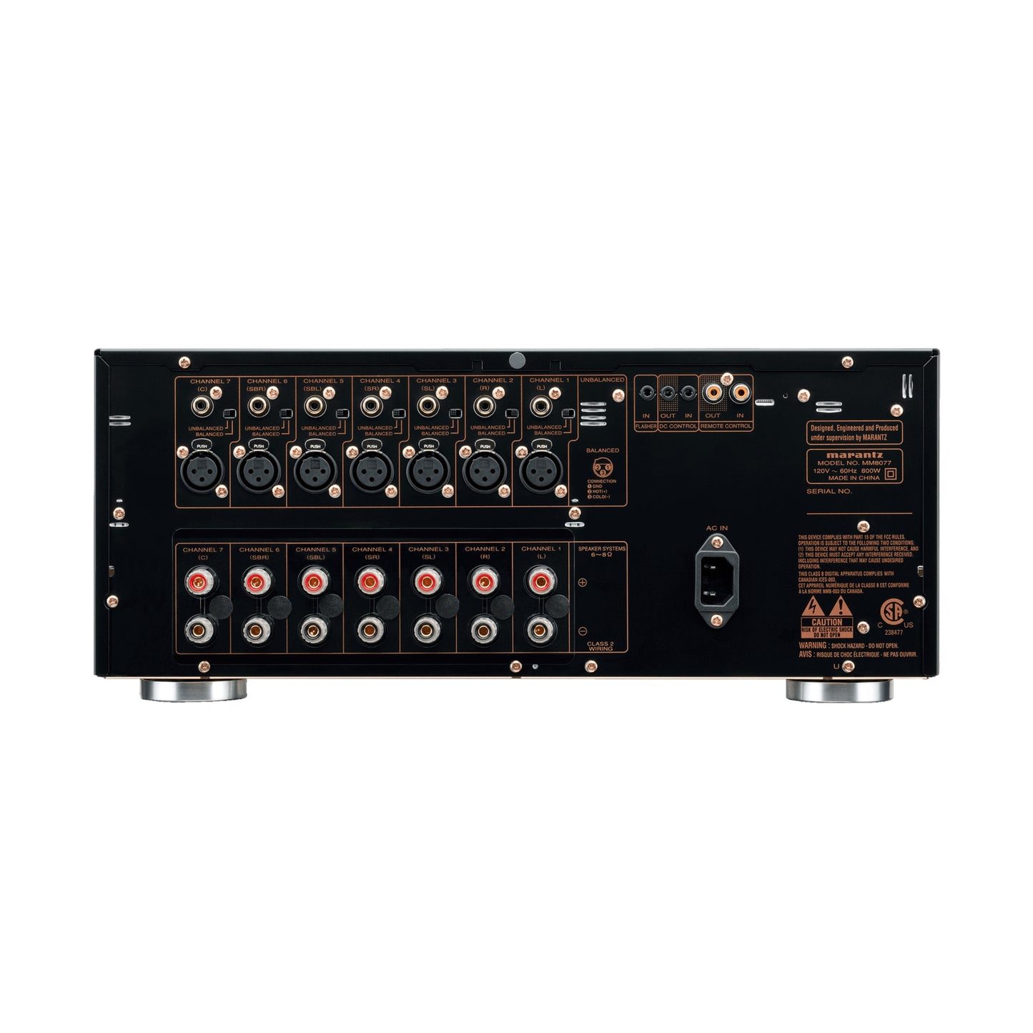 back panel of marantz 8077 power amplifier