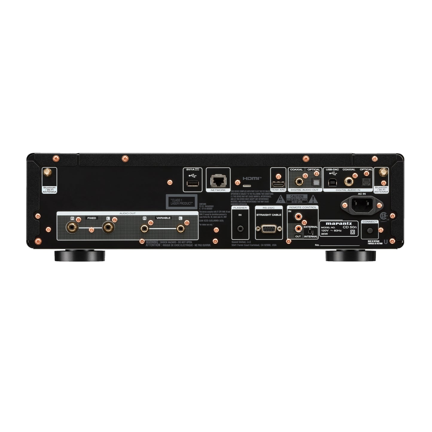 back view of marantz cd50n cd player