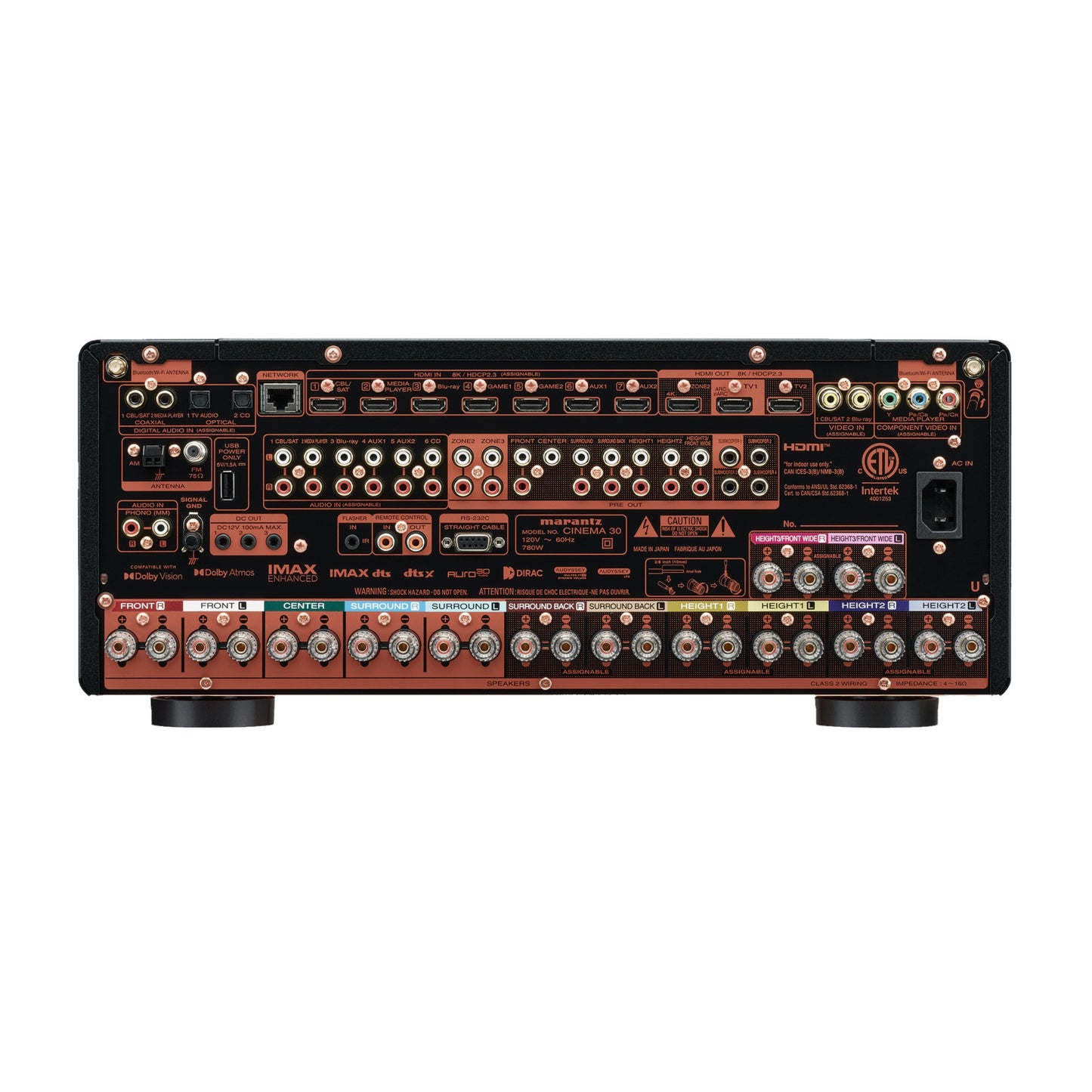 back view of cinema 30 av receiver