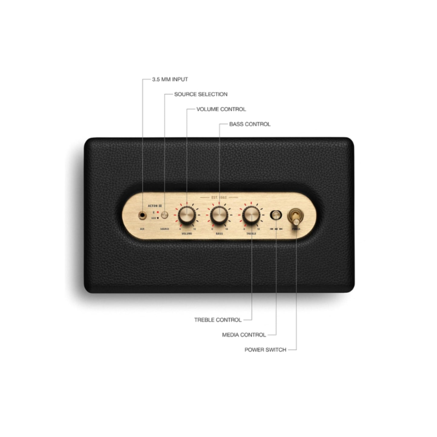 top panel of marshall acton 3 wireless speaker