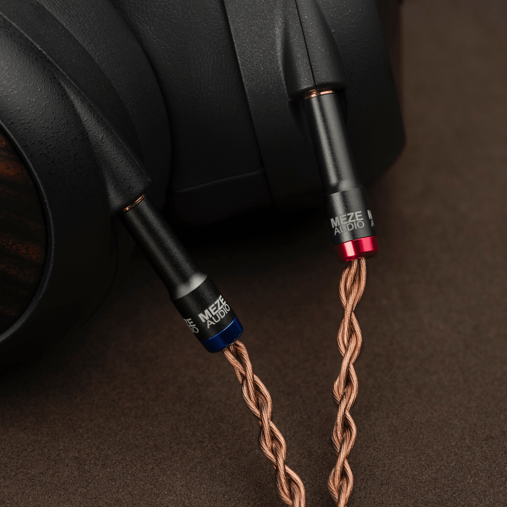 meze audio liric 2nd gen headphones close up on cables