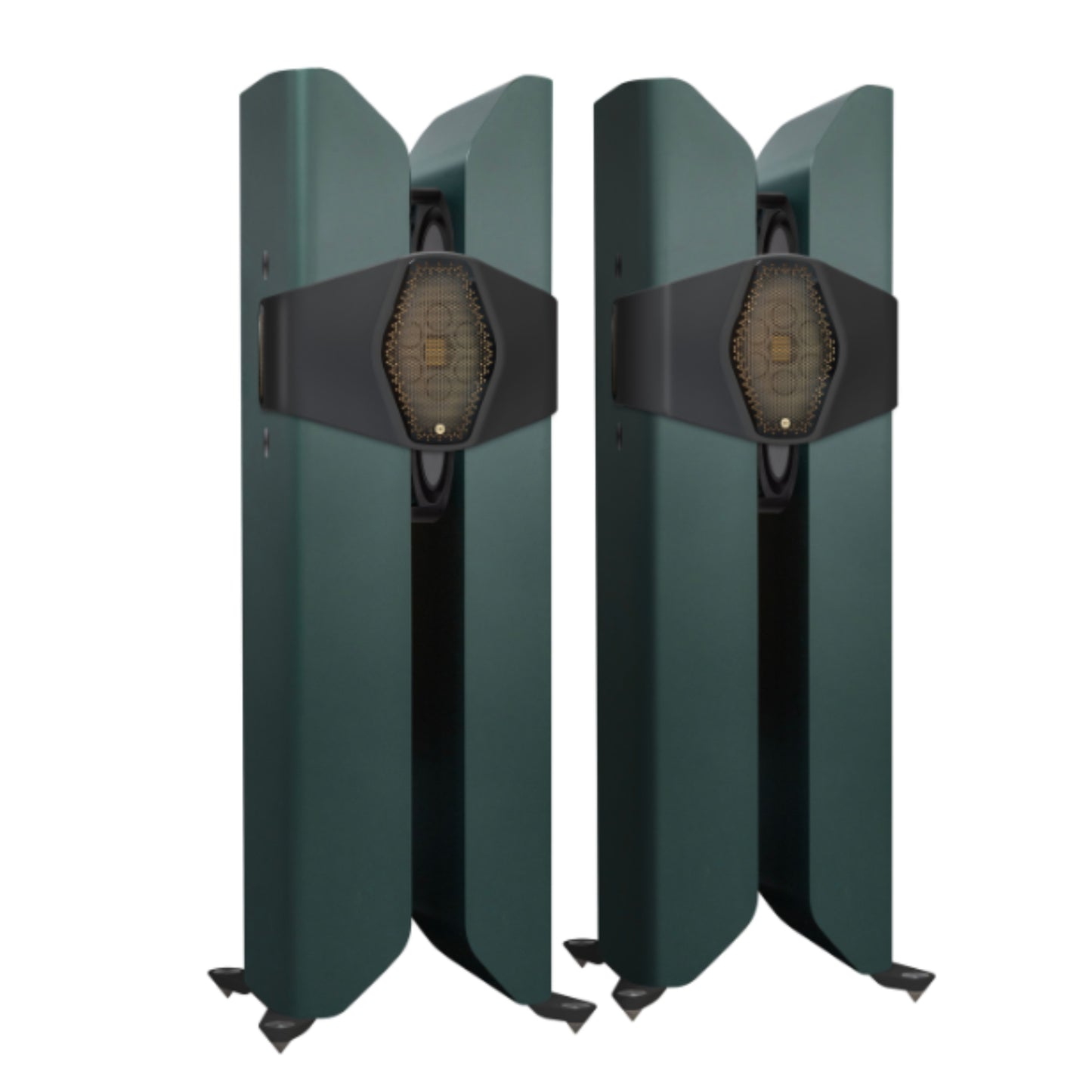 pair of Monitor Audio Hyphn Flagship Floorstanding Speakers in green