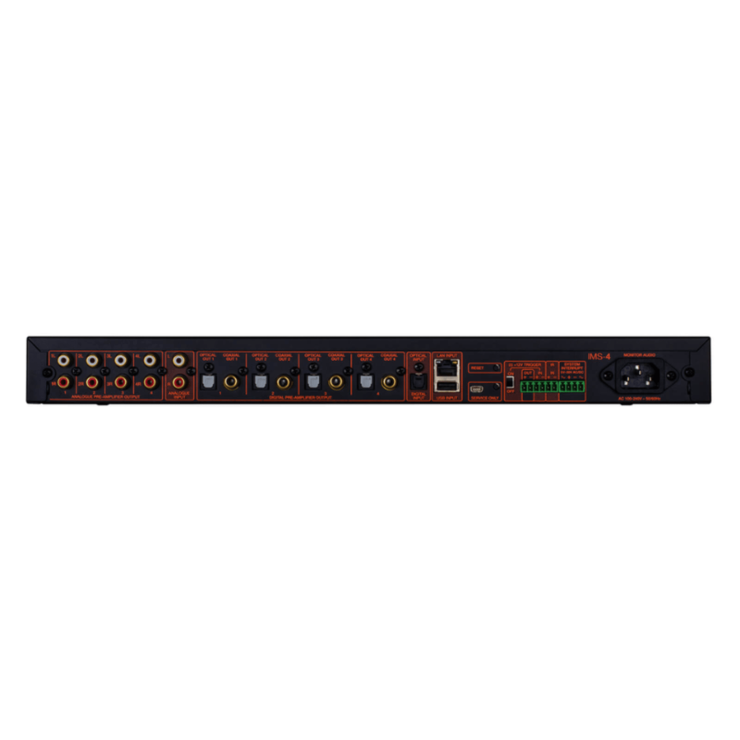 back panel of monitor audio ims-4 music streamer