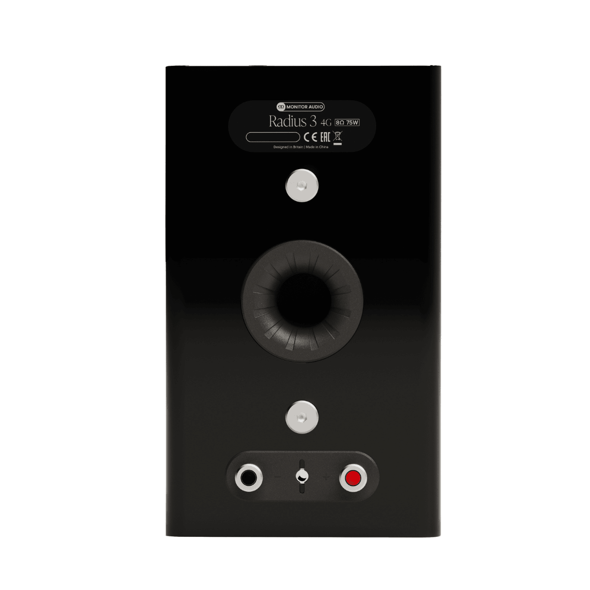 back of black monitor audio radius 3 speaker