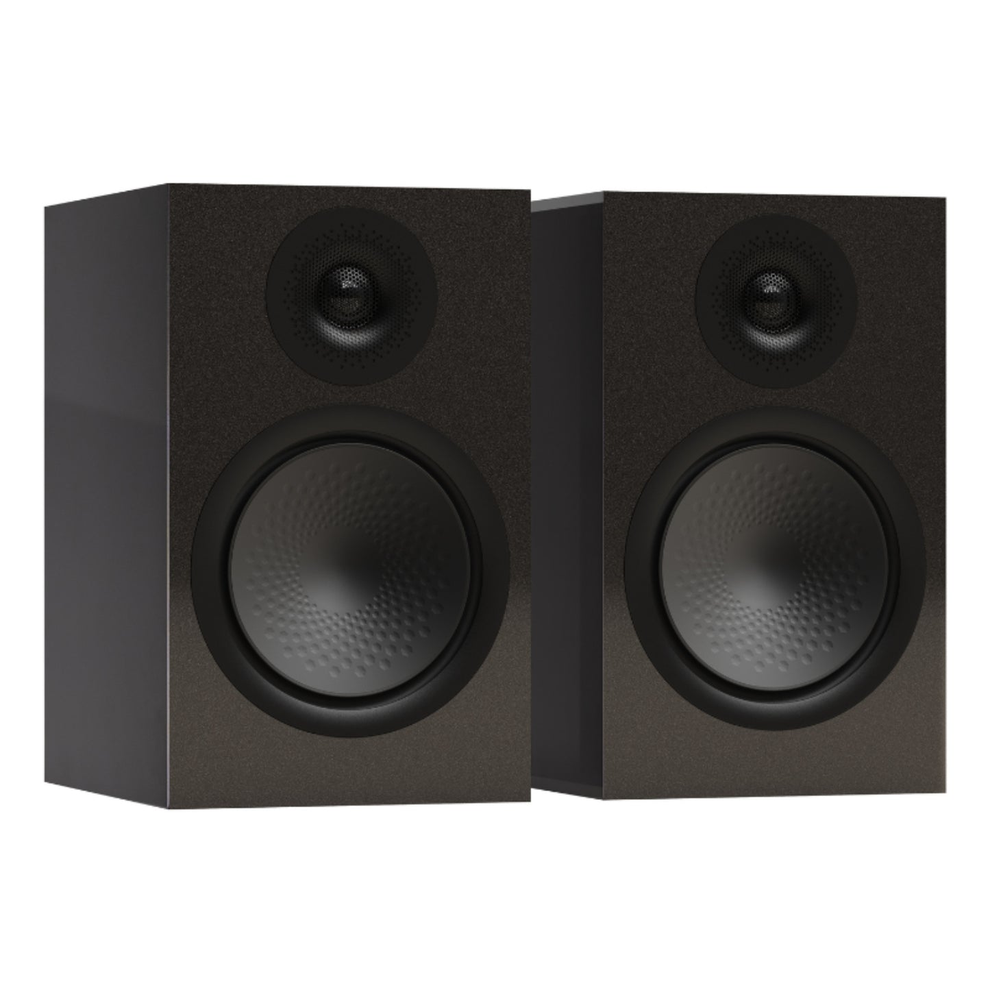 pair of Monitor Audio Silver Series 100 7G Bookshelf Speakers in carbon metallic color