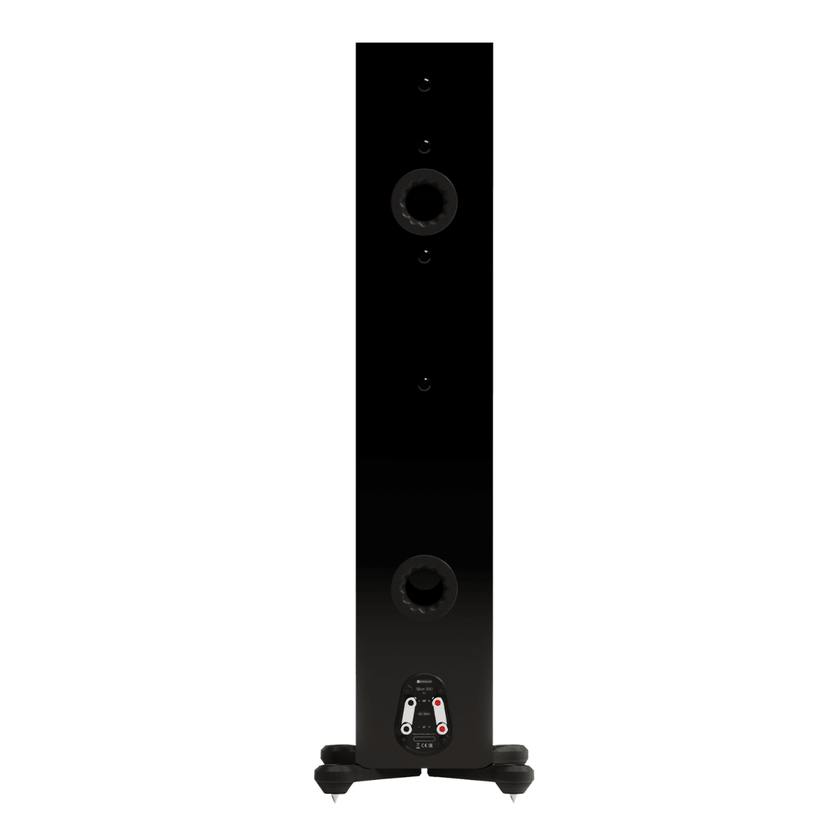 back side of pair of monitor audio silver 300 8g floorstanding speaker