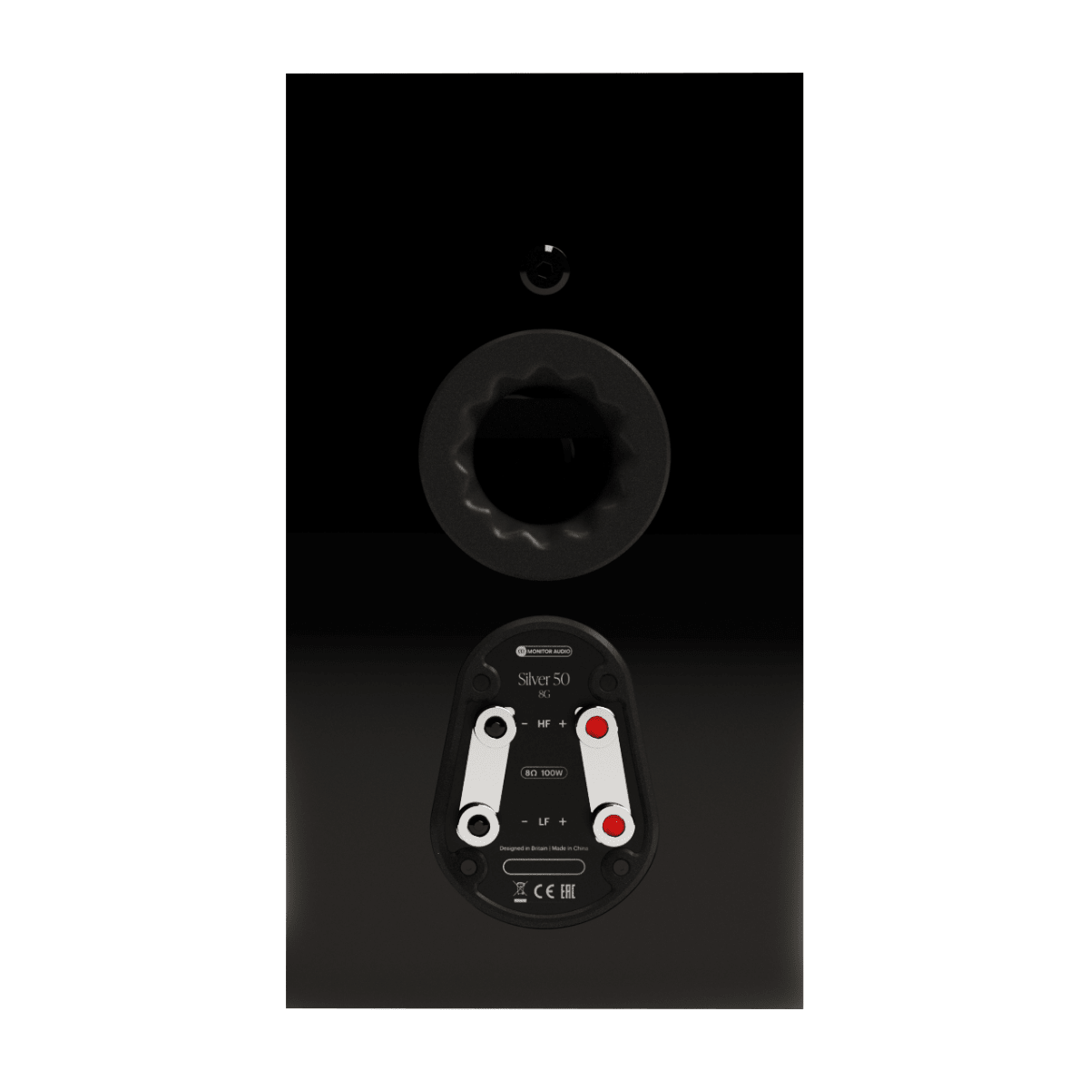 back side of monitor audio silver 50 8g speaker