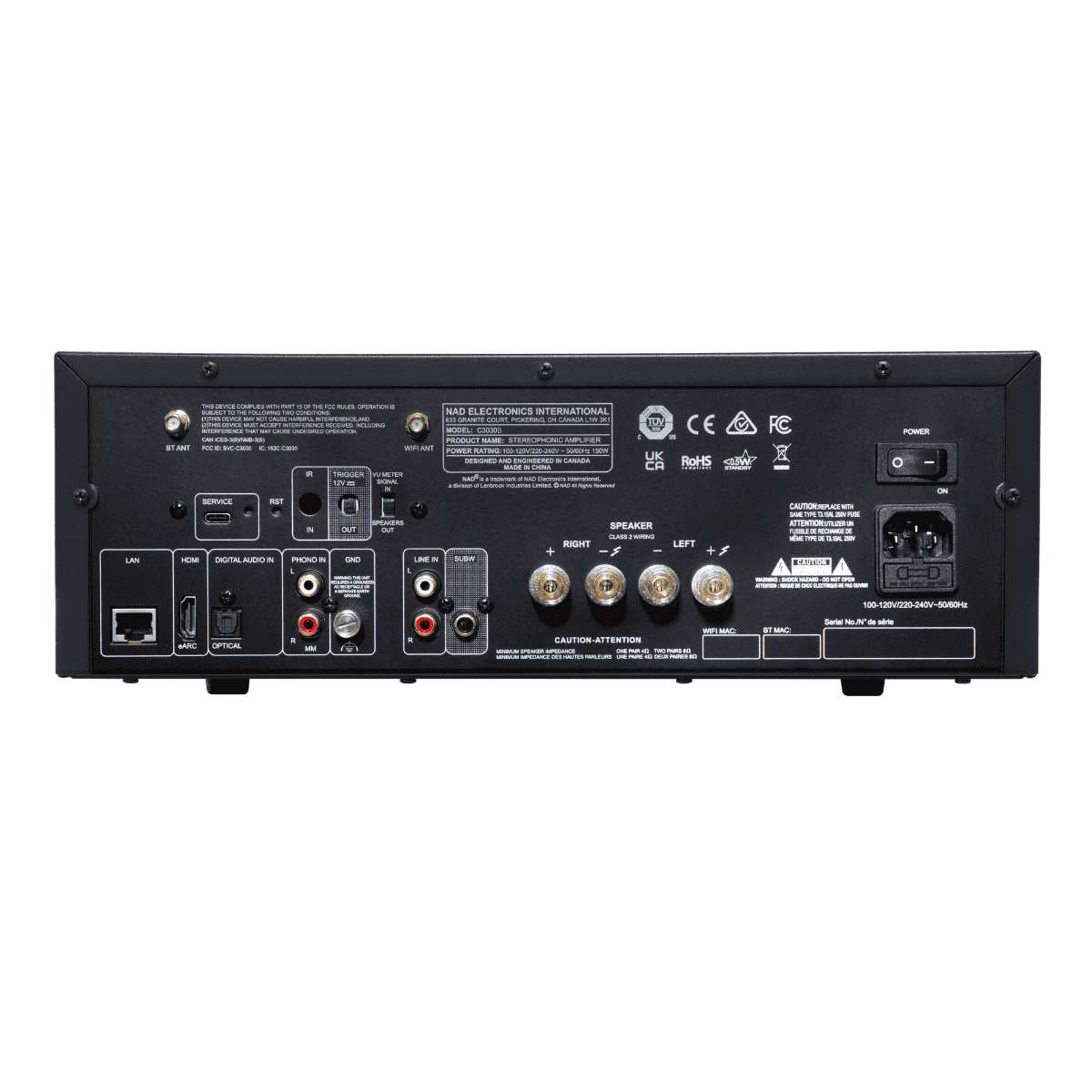 NAD C3030S integrated amp back panel