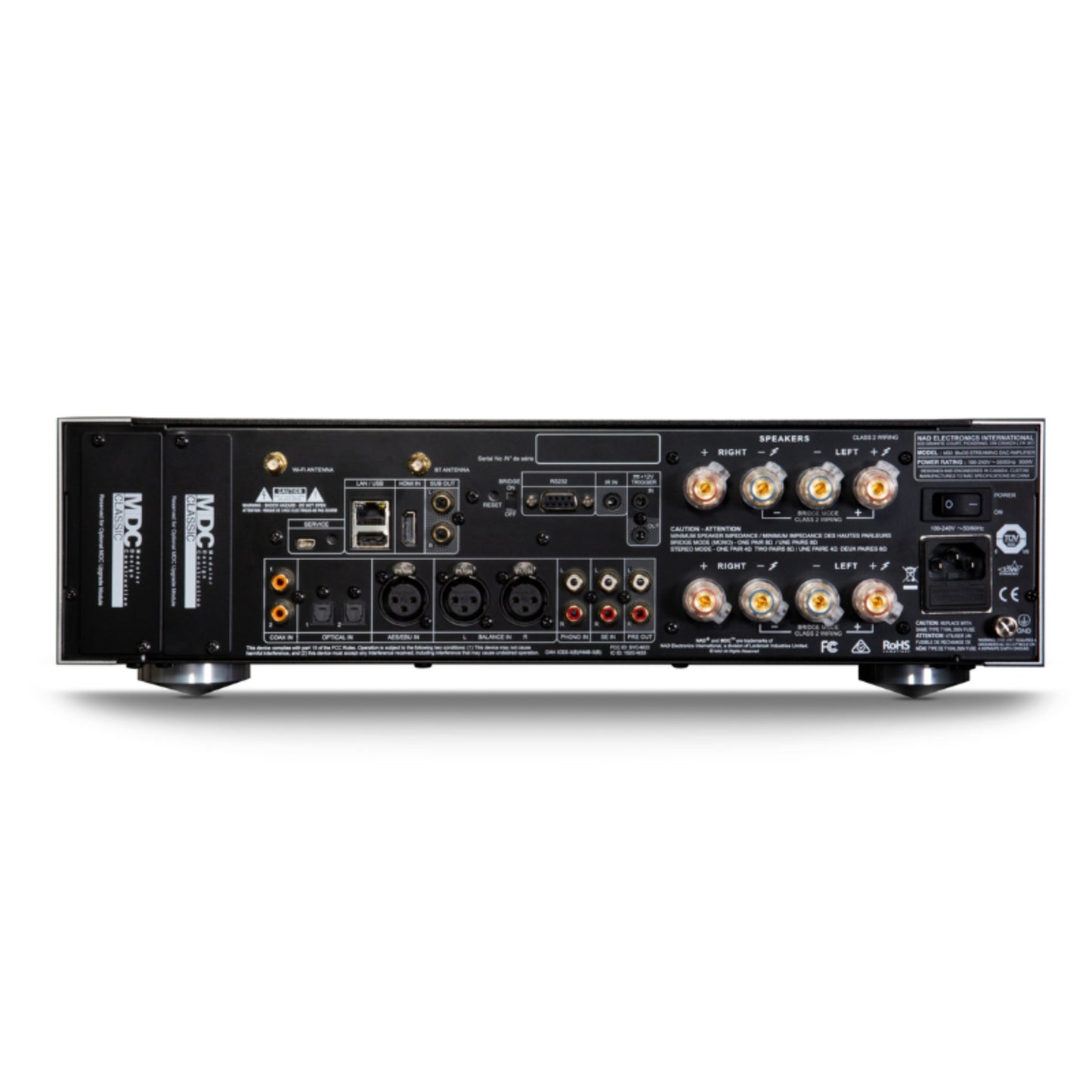 back panel of nad m33 bluos streaming amp