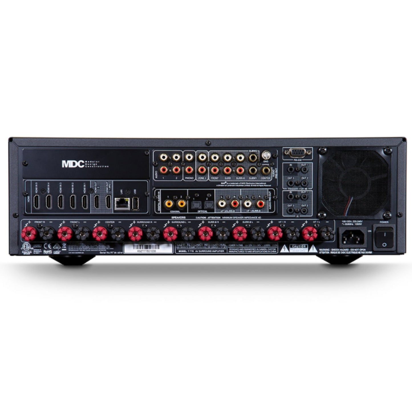back panel of nad t778 av receiver