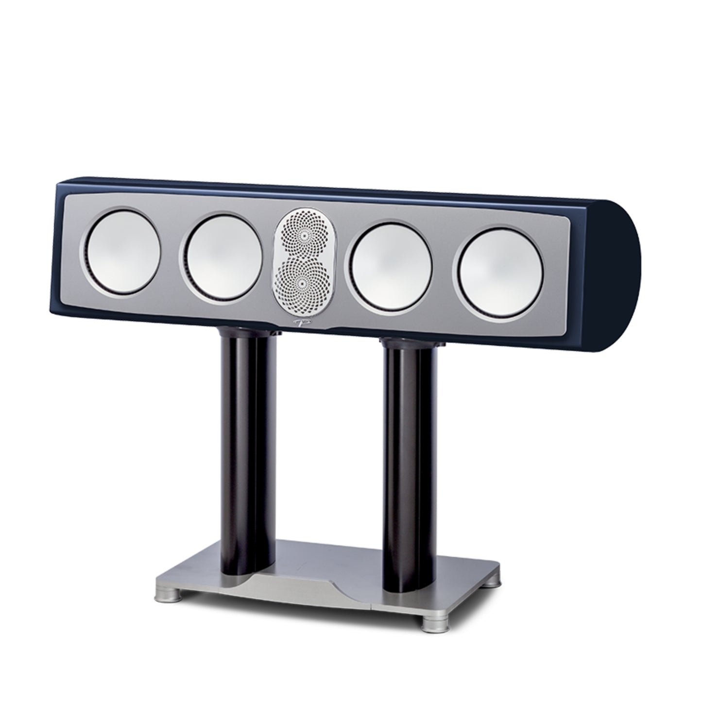 Center channel speaker with four driver units on a white background