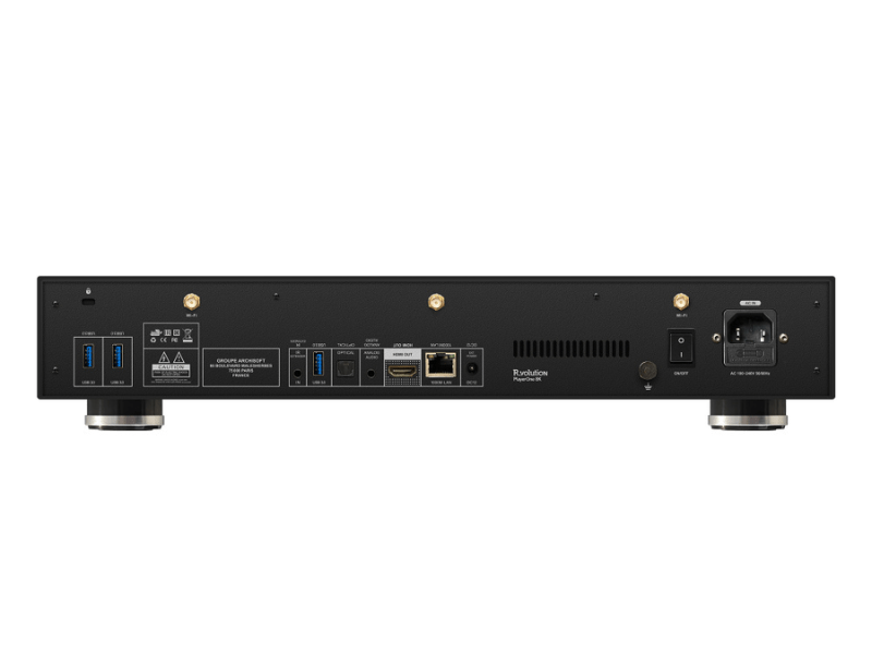 back panel of rvolution player one 8k media player
