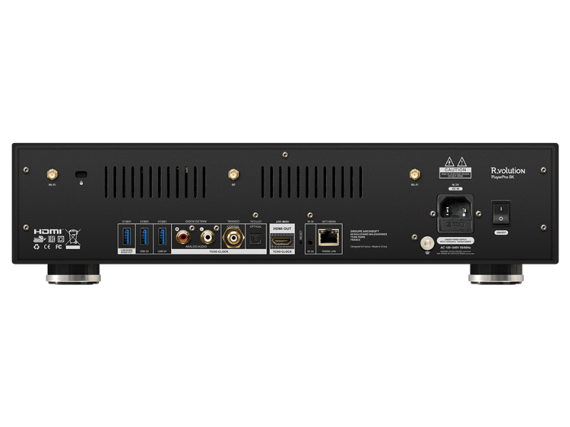 back panel of rvolution player pro 8k digital media player