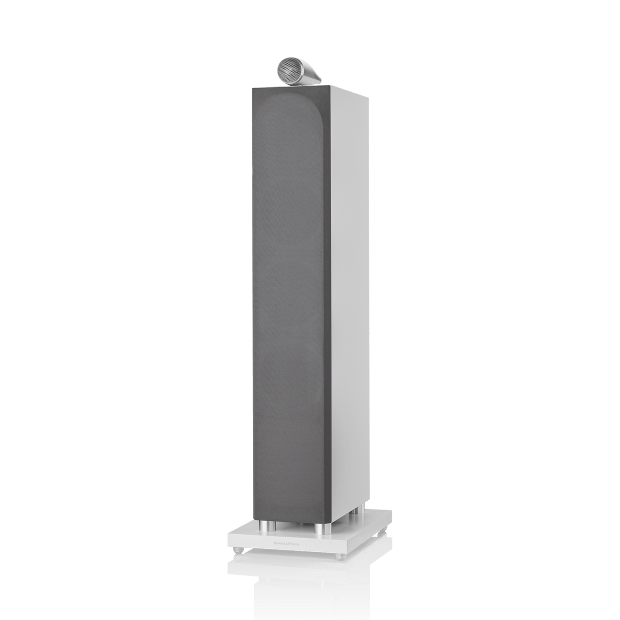 Tall gray speaker on a white background