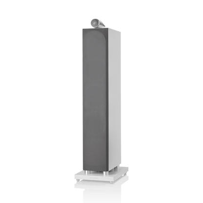 Tall gray speaker on a white background