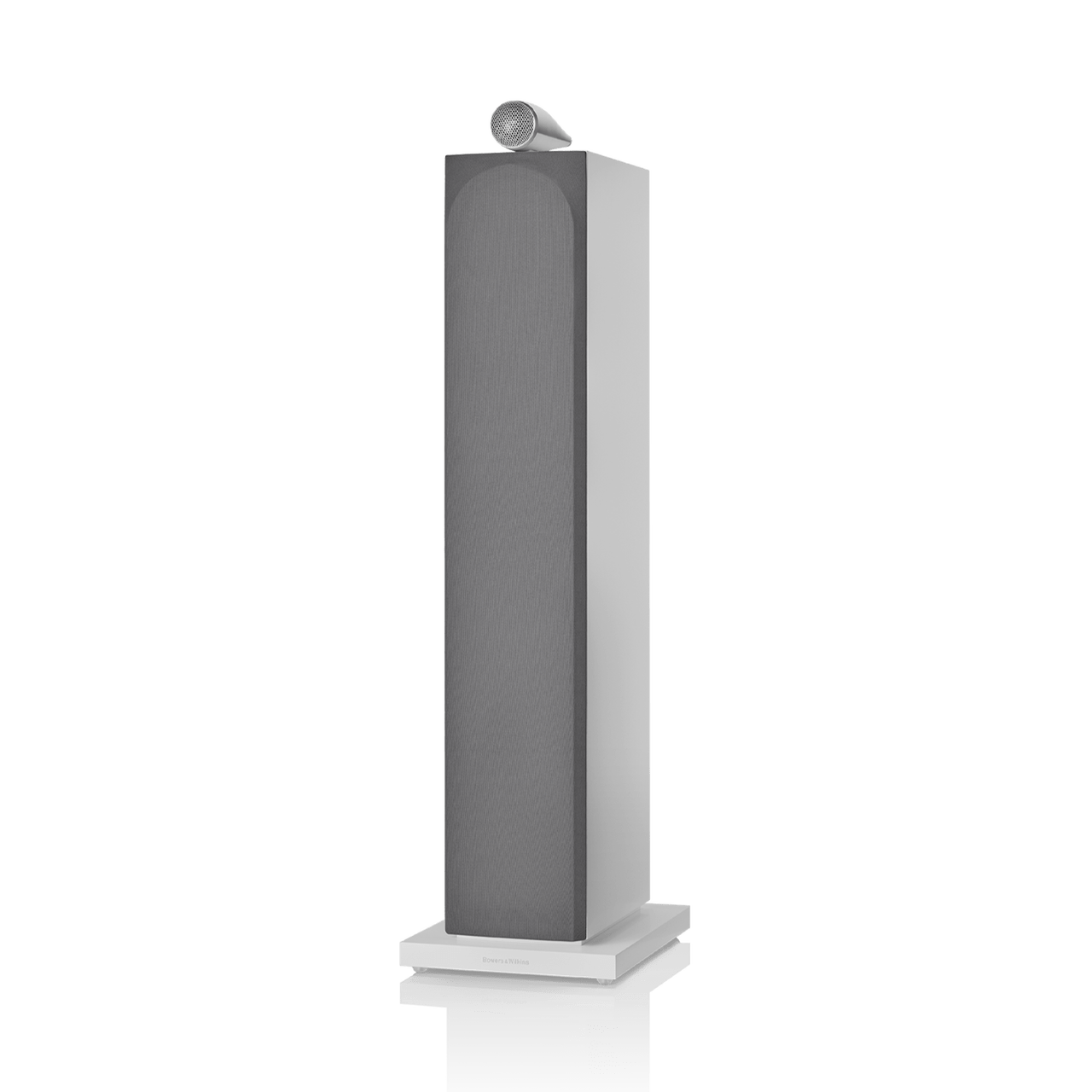 Tall gray speaker on a white background