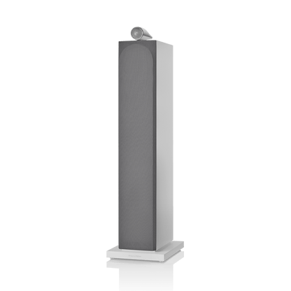 Tall gray speaker on a white background
