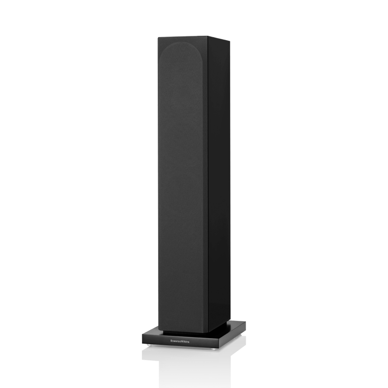 Black tower speaker on a white background