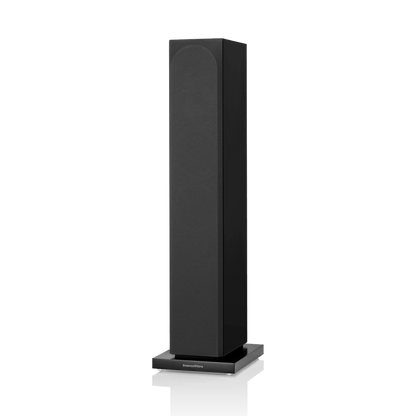 Black tower speaker on a white background