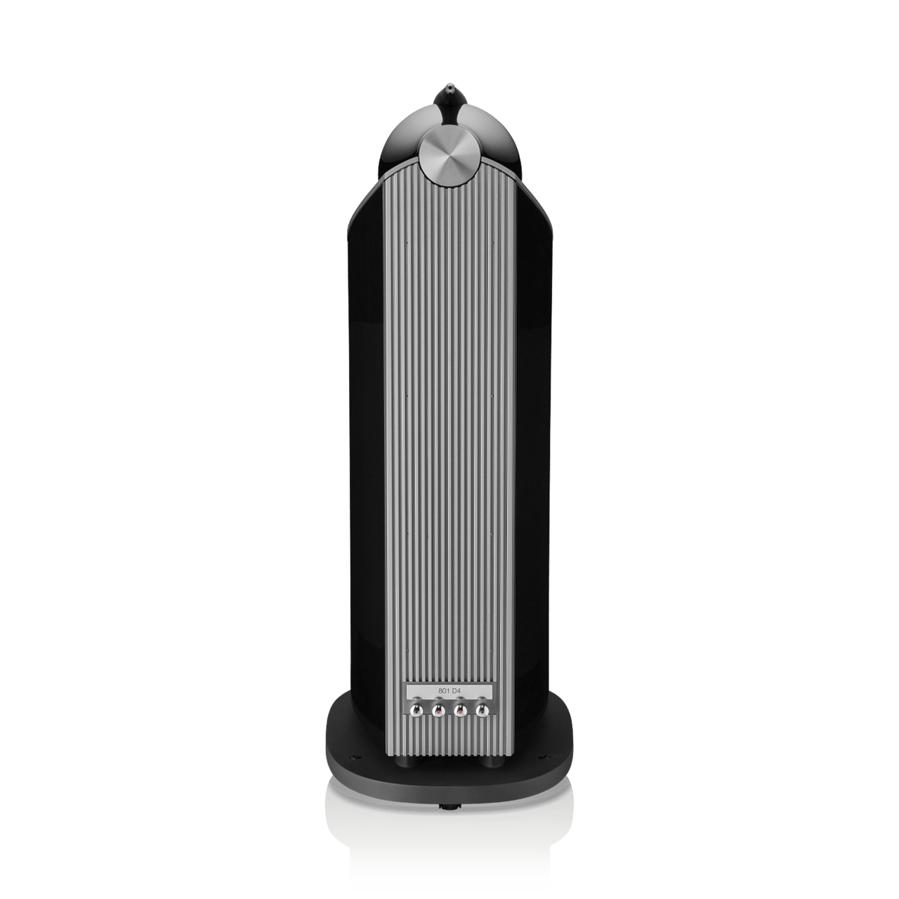 Black and silver vertical radiator on a white background