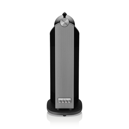 Black and silver vertical radiator on a white background