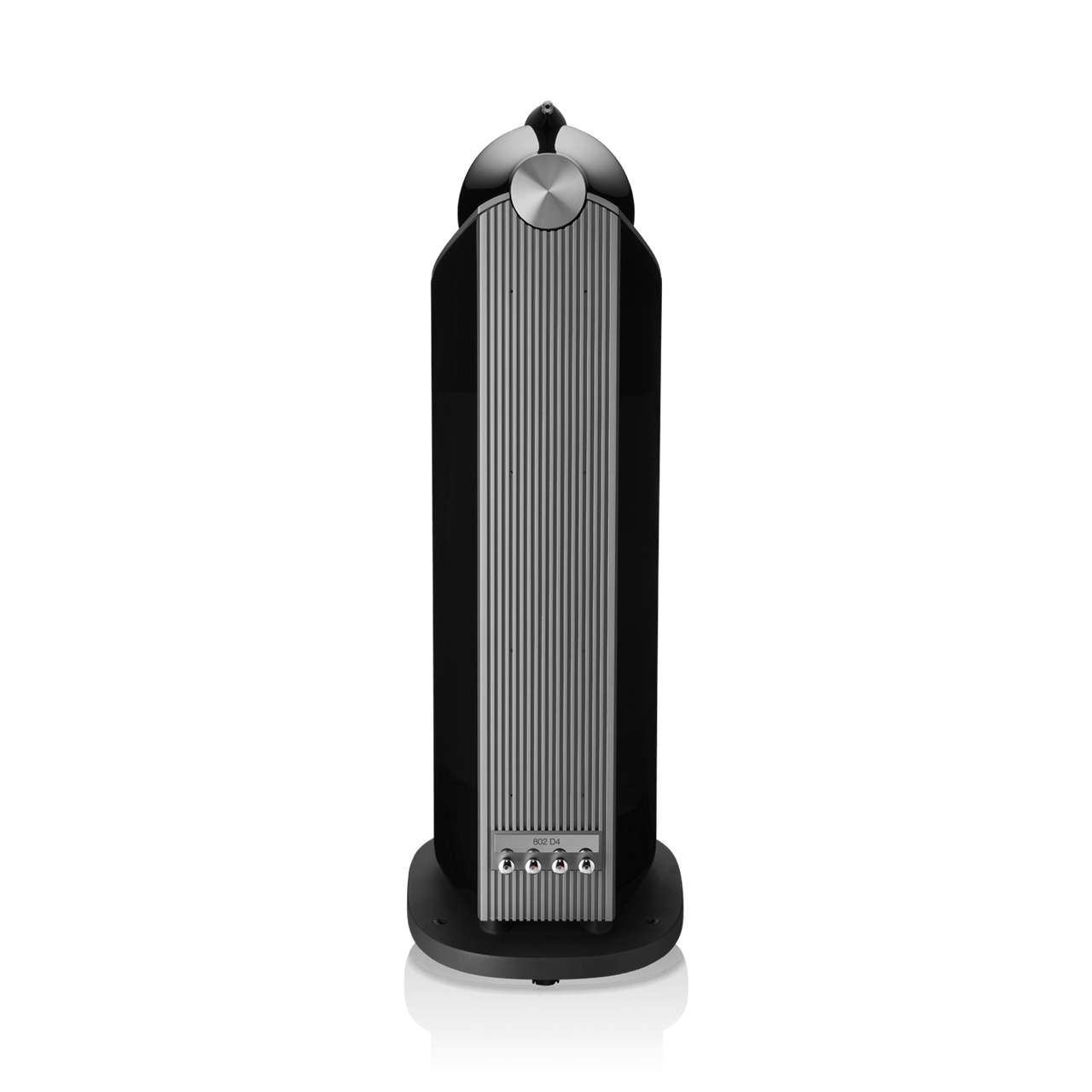 Black and silver cylindrical product on a white background
