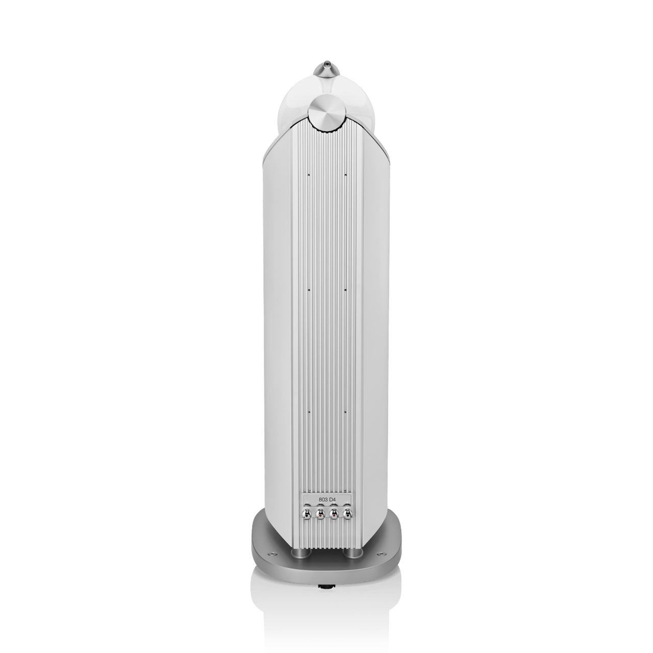 Tall white tower with a small round base on a white background