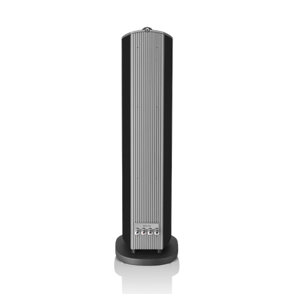 Black tower fan on a white background