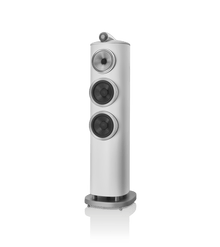 White floor-standing speaker on a white background
