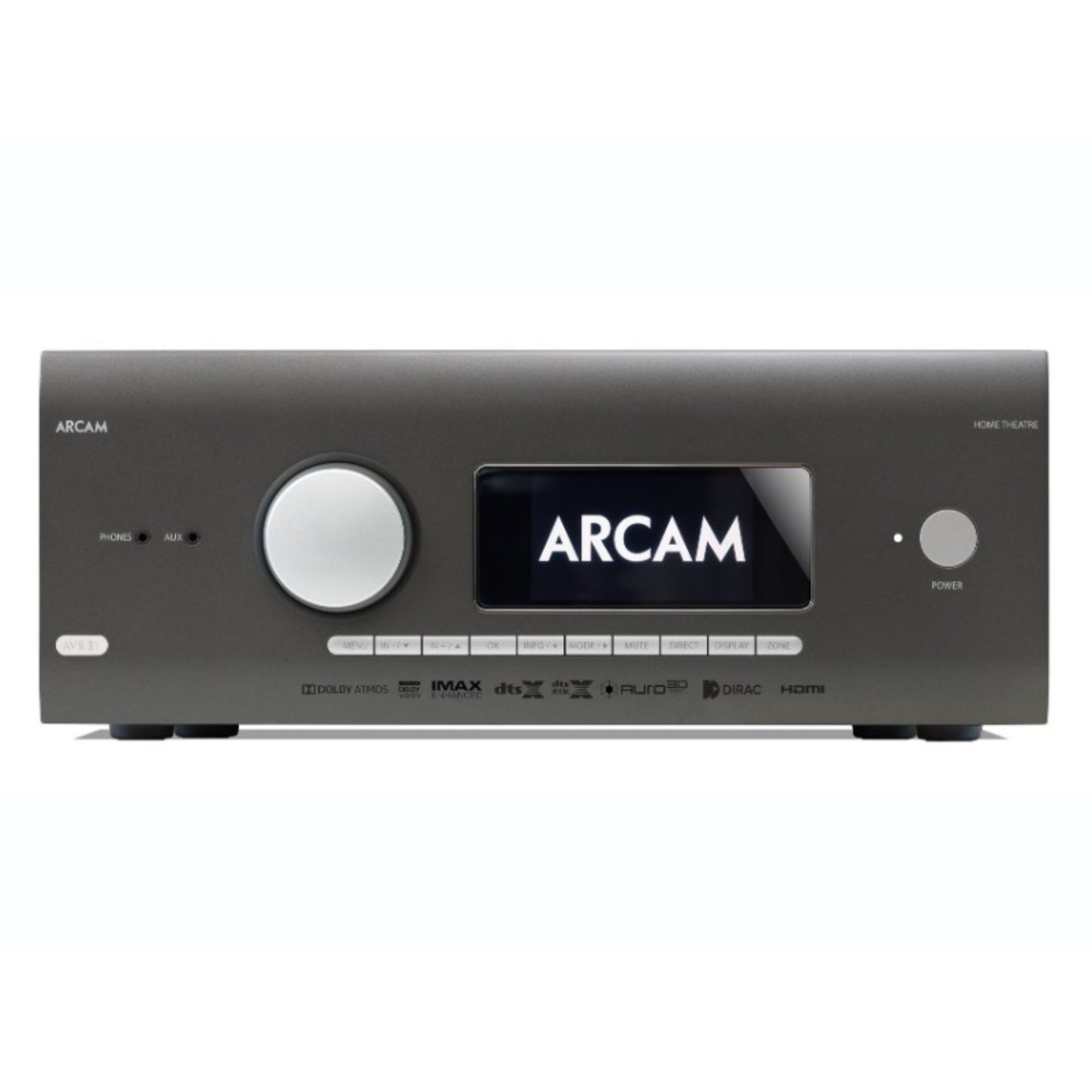 Gray Arcam AVR31 HDMI 2.1 Class G AV Receiver front view