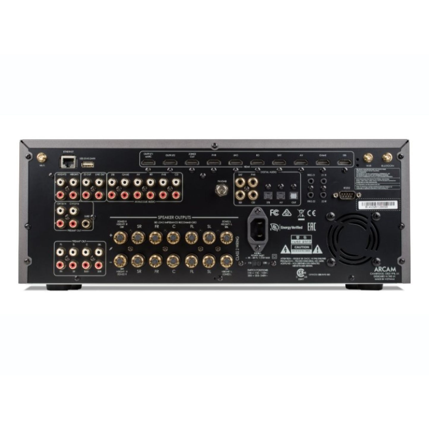 Gray Arcam AVR31 HDMI 2.1 Class G AV Receiver back view