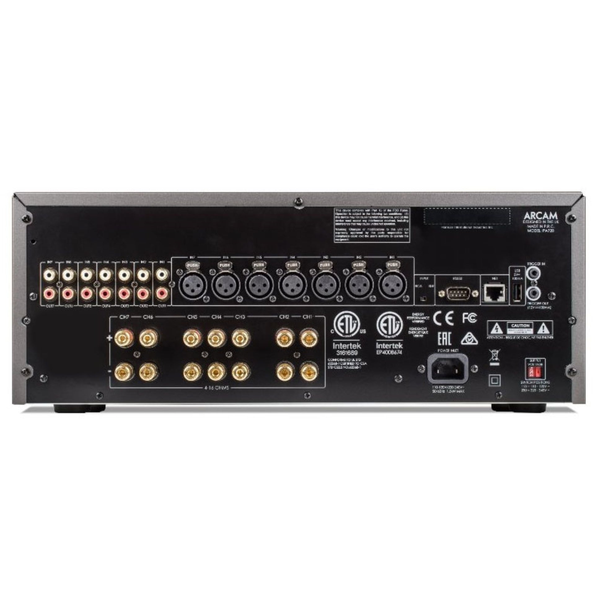 Black Arcam PA720 Class G Power Amplifier back view