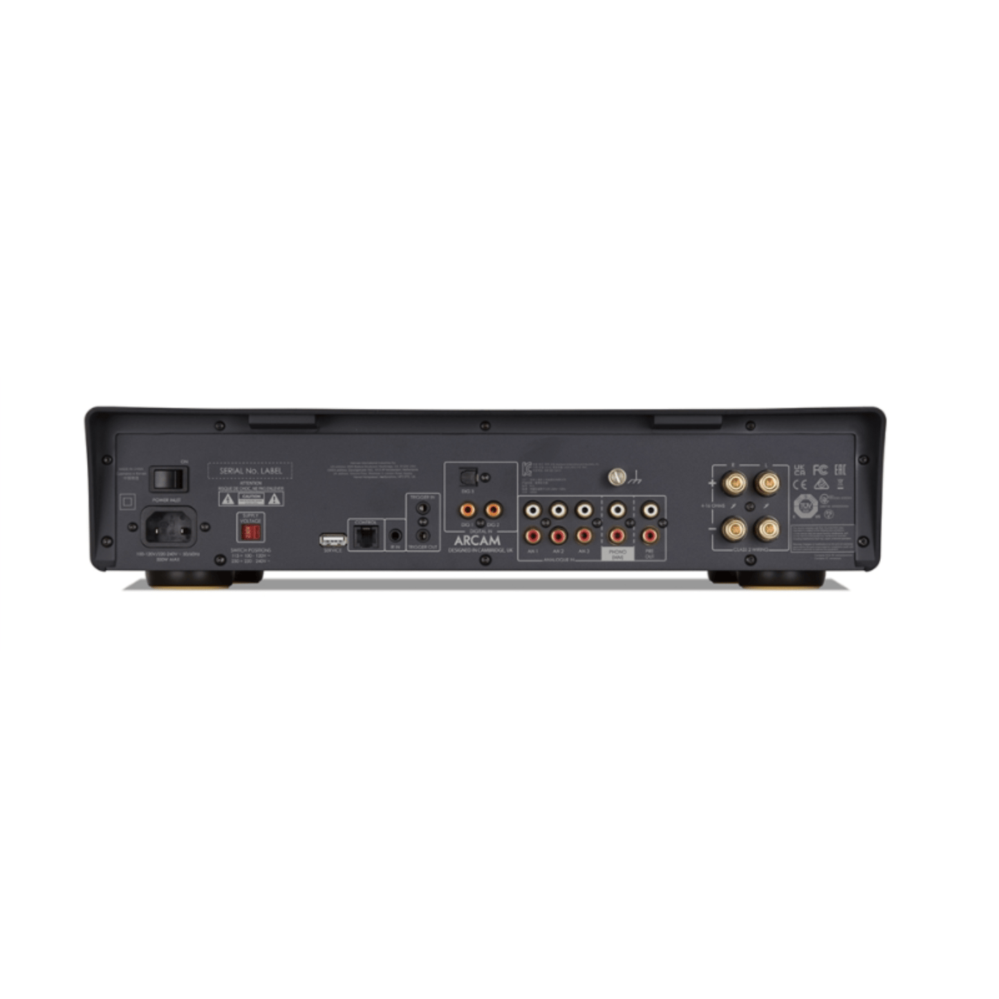 Black Arcam A15 Integrated Amplifier back view