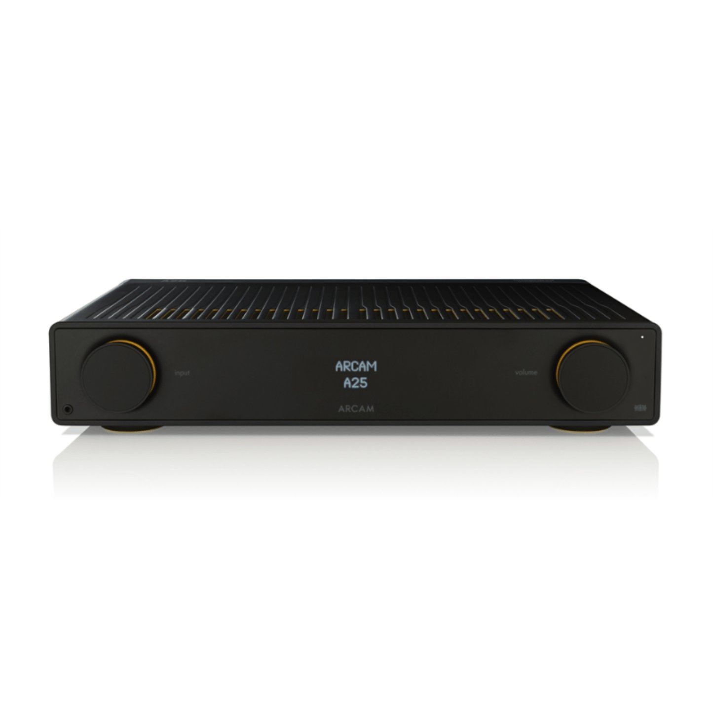 Black Arcam_a25_integrated_amplifier front view