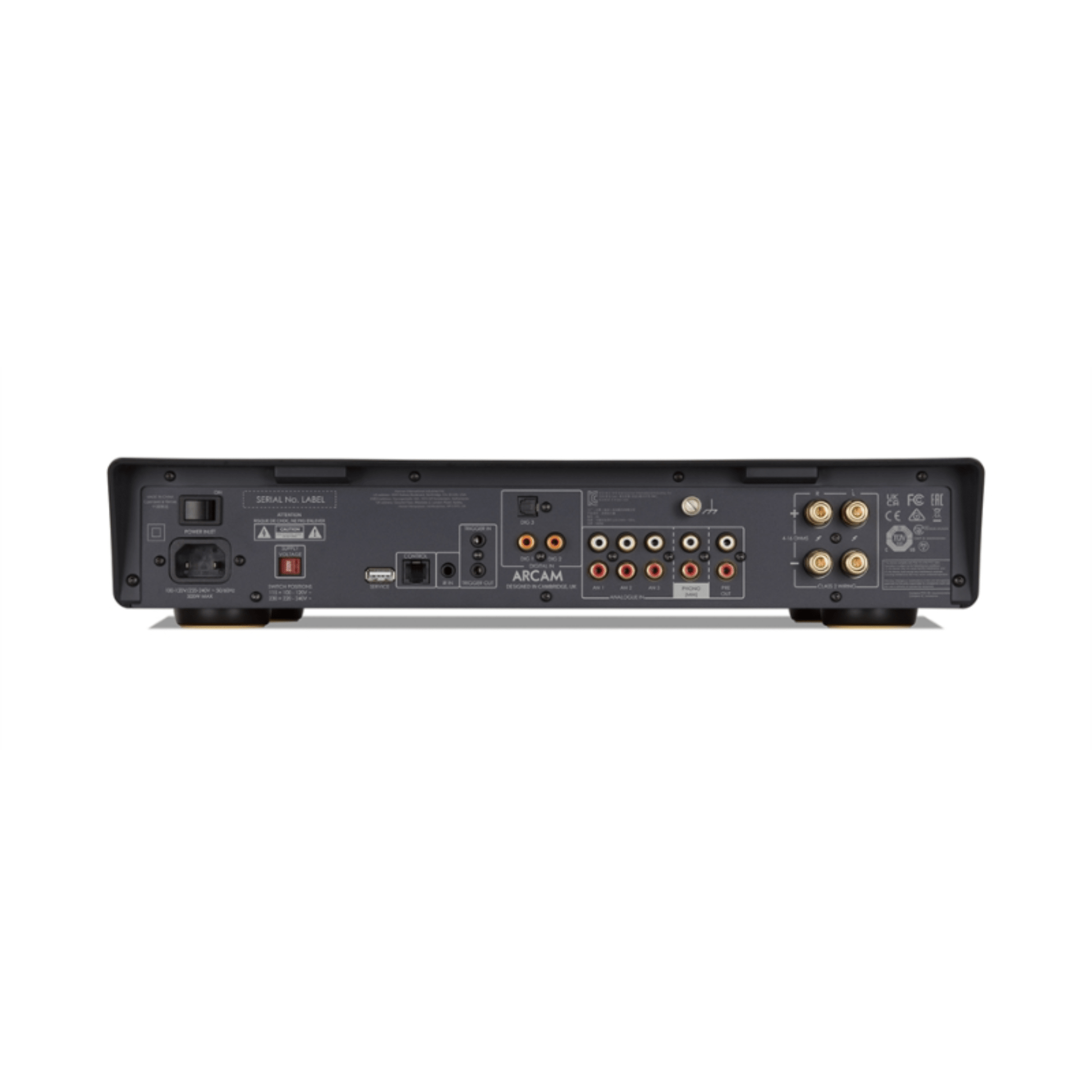 Black Arcam_a5_integrated_amplifier back view