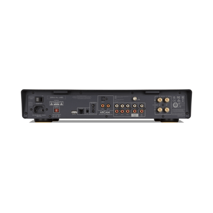 Black Arcam_a5_integrated_amplifier back view
