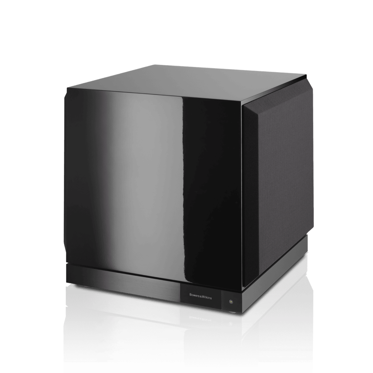 Black subwoofer on a white background
