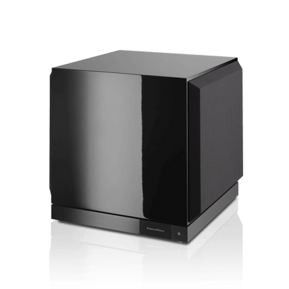 Black subwoofer on a white background