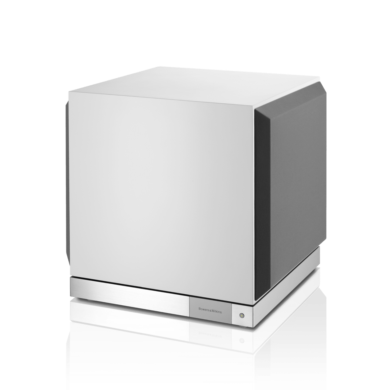 Silver electronic device on a white background