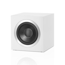 White speaker with black driver on a white background