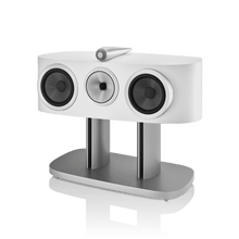 White three-speaker audio system on a white background