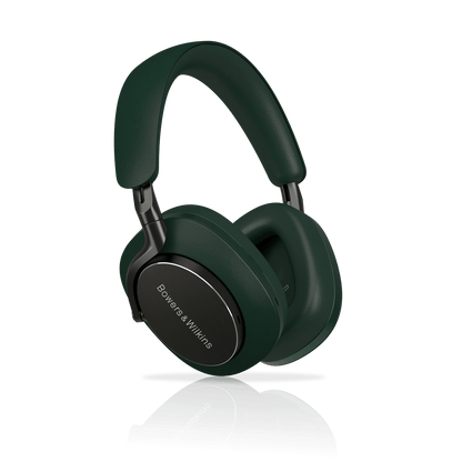 Green headphones with 'Bowers & Wilkins' branding on a white background