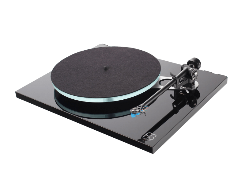 Black turntable with a clear background