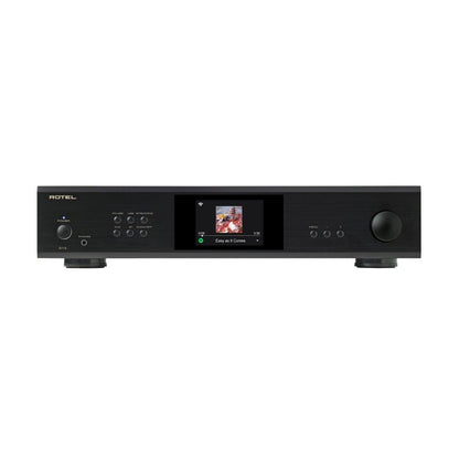 front view of rotel s14 integrated amp in black color