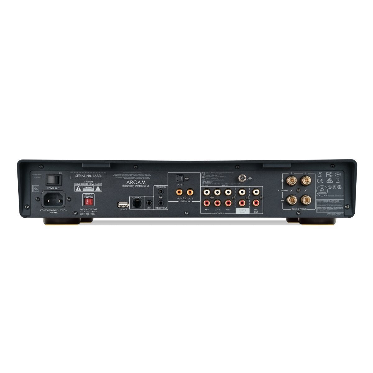 back view of arcam a5+ integrated amp
