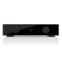 Arcam A50 Signature integrated amplifier front view, black finish with ARCAM A50 display and input volume knobs