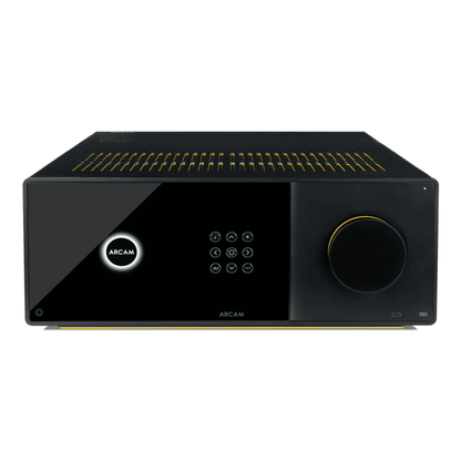 front panel of arcam ava15 receiver with the top visible